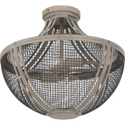 Quoizel Hallie 15in 2-Light Semi-Flush Mount | Modern Farmhouse Distressed Grey Wood and Metal Mesh | Foyer & Hallway | Model HLE1715DGW