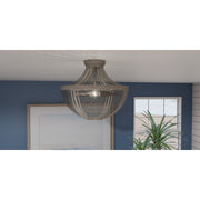 Quoizel Hallie 15in 2-Light Semi-Flush Mount | Modern Farmhouse Distressed Grey Wood and Metal Mesh | Foyer & Hallway | Model HLE1715DGW