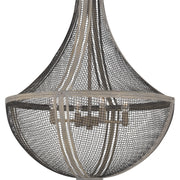 Quoizel Hallie 22in 4-Light Pendant | Modern Farmhouse Distressed Grey Wood and Metal Mesh | Foyer & Dining Room | 22 x 22 x 27 in | Model HLE2822DGW