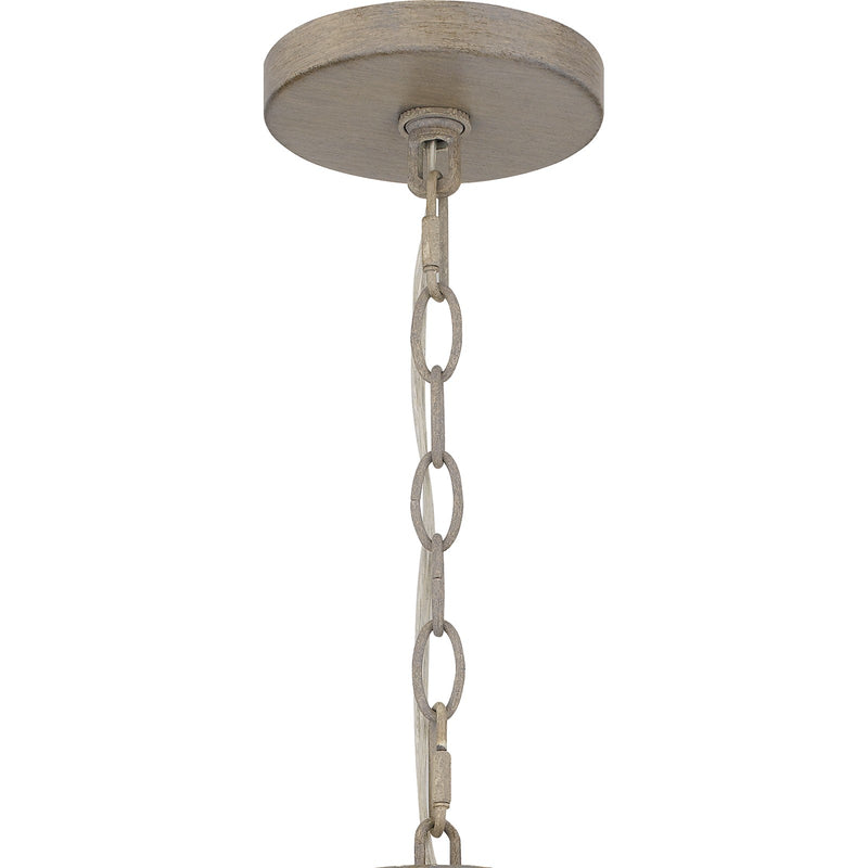 Quoizel Hallie 22in 4-Light Pendant | Modern Farmhouse Distressed Grey Wood and Metal Mesh | Foyer & Dining Room | 22 x 22 x 27 in | Model HLE2822DGW