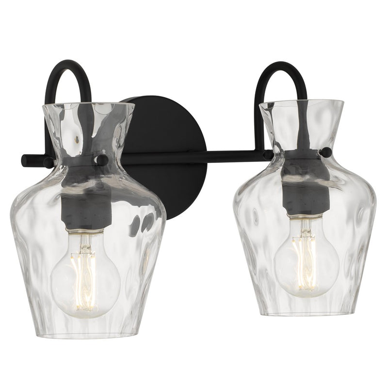 Quoizel Hollis 2-Lt Matte Black Vanity Light, Matte Black - HLL8614MBK