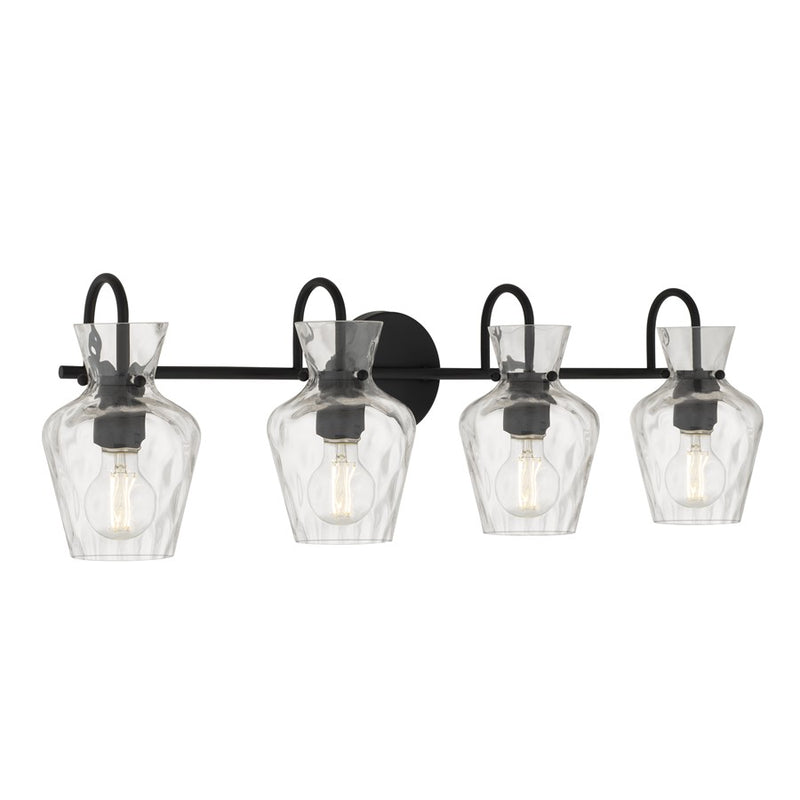 Quoizel Hollis 4-Lt Matte Black Vanity Light, Matte Black - HLL8630MBK