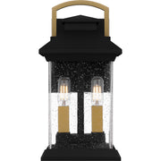 Quoizel Henderson 13in 2-Light Outdoor Wall Lantern | Modern Earth Black and Clear Seedy Glass | Front Door & Porch | Model HND8206EK