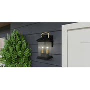 Quoizel Henderson 13in 2-Light Outdoor Wall Lantern | Modern Earth Black and Clear Seedy Glass | Front Door & Porch | Model HND8206EK