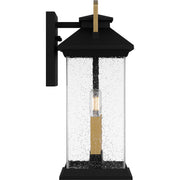 Quoizel Henderson 15in 2-Light Outdoor Wall Lantern | Modern Earth Black and Clear Seedy Glass | Front Door & Porch | Model HND8306EK