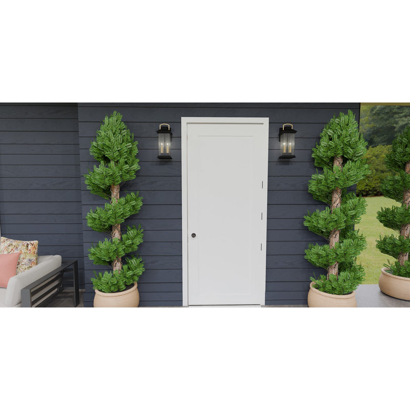 Quoizel Henderson 15in 2-Light Outdoor Wall Lantern | Modern Earth Black and Clear Seedy Glass | Front Door & Porch | Model HND8306EK