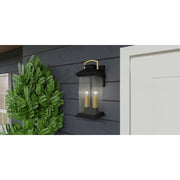 Quoizel Henderson 15in 2-Light Outdoor Wall Lantern | Modern Earth Black and Clear Seedy Glass | Front Door & Porch | Model HND8306EK