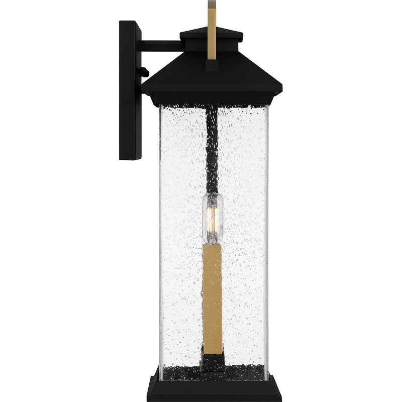 Quoizel Henderson 19in 2-Light Outdoor Wall Lantern | Modern Earth Black and Clear Seedy Glass | Front Door & Porch | Model HND8406EK