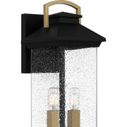 Quoizel Henderson 19in 2-Light Outdoor Wall Lantern | Modern Earth Black and Clear Seedy Glass | Front Door & Porch | Model HND8406EK