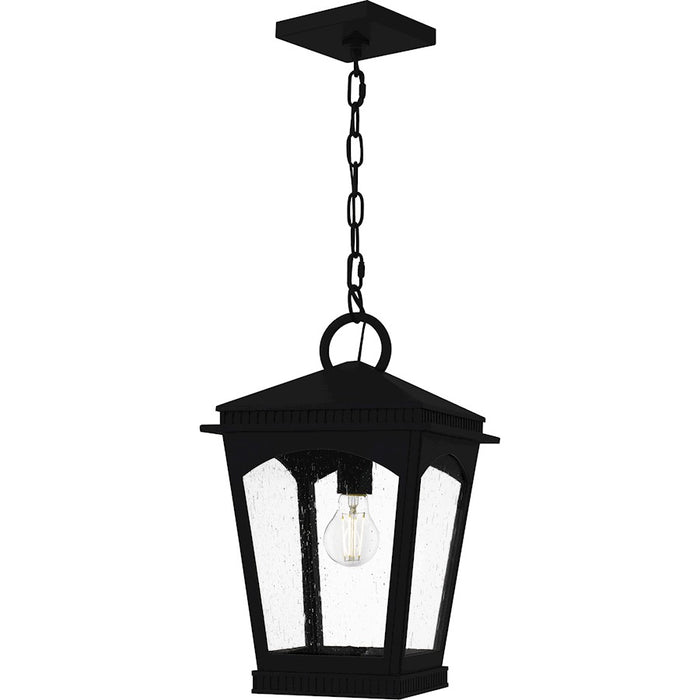 Quoizel Huck 1Light Mini Pendant, Earth Black/Clear Seedy Glass - HUK1510EK