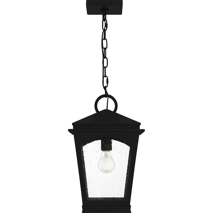 Quoizel Huck 1Light Mini Pendant, Earth Black/Clear Seedy Glass