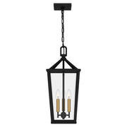 Quoizel Hull 10in 3-Light Mini Pendant | Traditional Matte Black and Clear Beveled Glass | Kitchen Island & Dining Room | Model HUL1509MBK