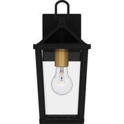 Quoizel Hull 7in 1-Light Outdoor Lantern | Traditional Matte Black and Clear Beveled Glass | Covered Patio & Entryway | Model HUL8406MBK