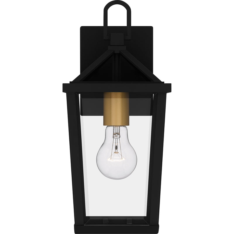 Quoizel Hull 7in 1-Light Outdoor Lantern | Traditional Matte Black and Clear Beveled Glass | Covered Patio & Entryway | Model HUL8406MBK