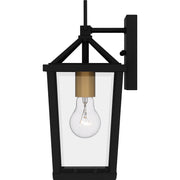 Quoizel Hull 7in 1-Light Outdoor Lantern | Traditional Matte Black and Clear Beveled Glass | Covered Patio & Entryway | Model HUL8406MBK