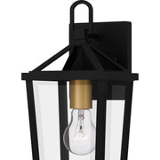 Quoizel Hull 7in 1-Light Outdoor Lantern | Traditional Matte Black and Clear Beveled Glass | Covered Patio & Entryway | Model HUL8406MBK