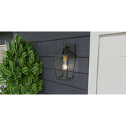 Quoizel Hull 7in 1-Light Outdoor Lantern | Traditional Matte Black and Clear Beveled Glass | Covered Patio & Entryway | Model HUL8406MBK