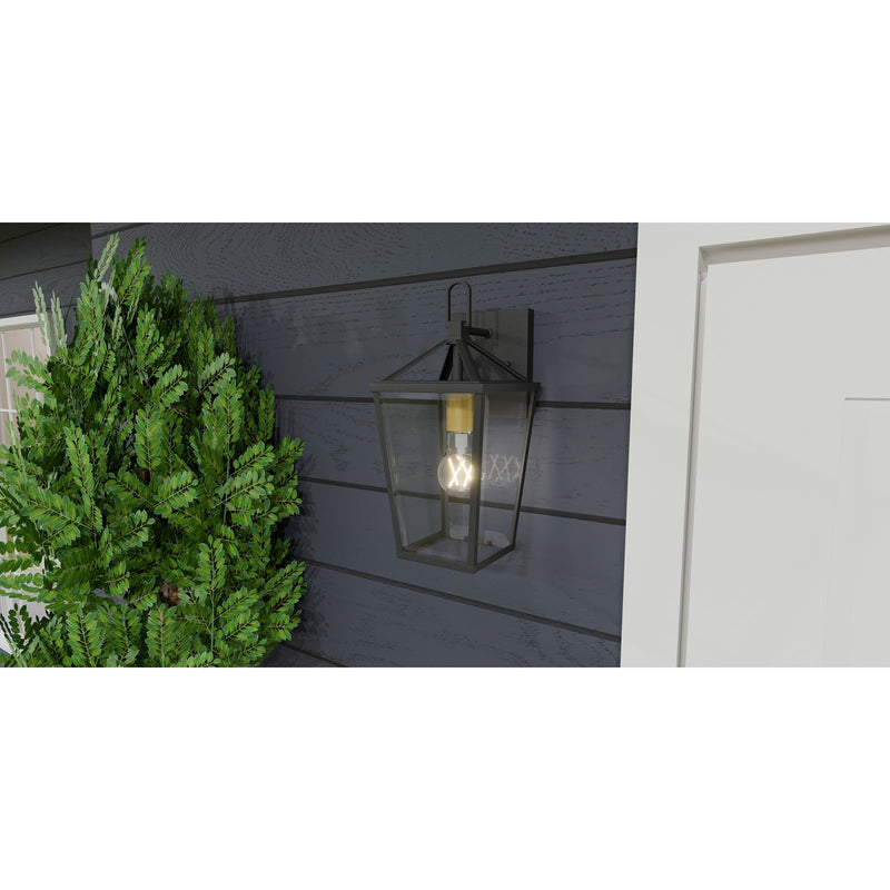 Quoizel Hull 7in 1-Light Outdoor Lantern | Traditional Matte Black and Clear Beveled Glass | Covered Patio & Entryway | Model HUL8406MBK