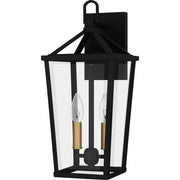 Quoizel Hull 9in 2-Light Outdoor Lantern | Traditional Matte Black and Clear Beveled Glass | Covered Patio & Entryway | Model HUL8407MBK