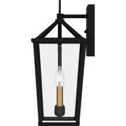 Quoizel Hull 9in 2-Light Outdoor Lantern | Traditional Matte Black and Clear Beveled Glass | Covered Patio & Entryway | Model HUL8407MBK