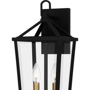 Quoizel Hull 9in 2-Light Outdoor Lantern | Traditional Matte Black and Clear Beveled Glass | Covered Patio & Entryway | Model HUL8407MBK