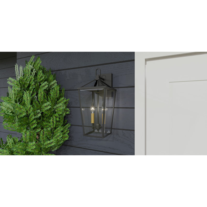 Quoizel Hull 9in 2-Light Outdoor Lantern | Traditional Matte Black and Clear Beveled Glass | Covered Patio & Entryway | Model HUL8407MBK