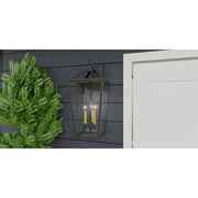 Quoizel Hull 22in 3-Light Outdoor Wall Lantern | Traditional Matte Black and Clear Beveled Glass | Front Porch & Entryway | Model HUL8409MBK