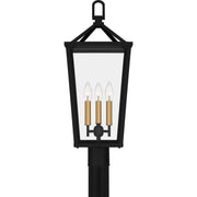 Quoizel Hull 25in 3-Light Outdoor Wall Lantern | Traditional Matte Black and Clear Beveled Glass | Front Porch & Entryway | Model HUL9009MBK