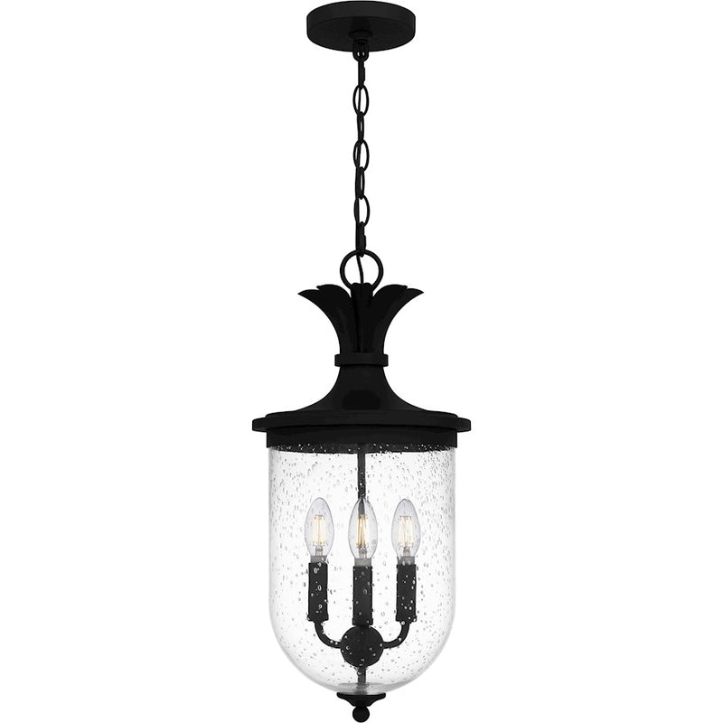 Quoizel Havana 3 Light Mini Pendant, Earth Black/Clear Seedy