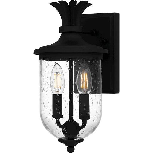 Quoizel Havana 13in 2-Light Outdoor Wall Lantern | Coastal Earth Black and Clear Seedy Glass | Front Porch & Patio | Model HVN8406EK