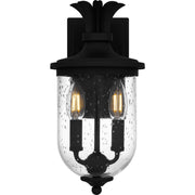 Quoizel Havana 13in 2-Light Outdoor Wall Lantern | Coastal Earth Black and Clear Seedy Glass | Front Porch & Patio | Model HVN8406EK