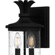 Quoizel Havana 13in 2-Light Outdoor Wall Lantern | Coastal Earth Black and Clear Seedy Glass | Front Porch & Patio | Model HVN8406EK
