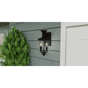 Quoizel Havana 13in 2-Light Outdoor Wall Lantern | Coastal Earth Black and Clear Seedy Glass | Front Porch & Patio | Model HVN8406EK