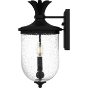 Quoizel Havana 16in 2-Light Outdoor Wall Lantern | Coastal Earth Black and Clear Seedy Glass | Front Porch & Patio | Model HVN8408EK