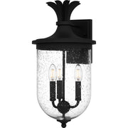 Quoizel Havana 20in 3-Light Outdoor Wall Lantern | Coastal Earth Black and Clear Seedy Glass | Front Porch & Patio | Model HVN8410EK