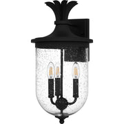 Quoizel Havana 20in 3-Light Outdoor Wall Lantern | Coastal Earth Black and Clear Seedy Glass | Front Porch & Patio | Model HVN8410EK