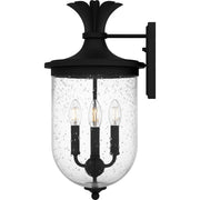 Quoizel Havana 20in 3-Light Outdoor Wall Lantern | Coastal Earth Black and Clear Seedy Glass | Front Porch & Patio | Model HVN8410EK
