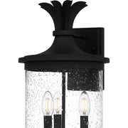 Quoizel Havana 20in 3-Light Outdoor Wall Lantern | Coastal Earth Black and Clear Seedy Glass | Front Porch & Patio | Model HVN8410EK