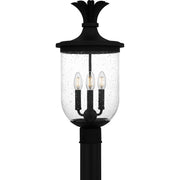 Quoizel Havana 10in 3-Light Outdoor Lantern | Coastal Earth Black and Clear Seedy Glass | Front Porch & Entryway | Model HVN9010EK