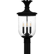 Quoizel Havana 10in 3-Light Outdoor Lantern | Coastal Earth Black and Clear Seedy Glass | Front Porch & Entryway | Model HVN9010EK