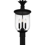 Quoizel Havana 10in 3-Light Outdoor Lantern | Coastal Earth Black and Clear Seedy Glass | Front Porch & Entryway | Model HVN9010EK