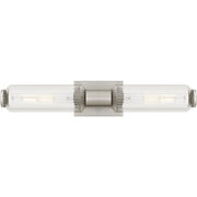 Quoizel Hawes 2Light Bath Light, Brushed Nickel/Clear Ribbed Glass - HWS8524BN