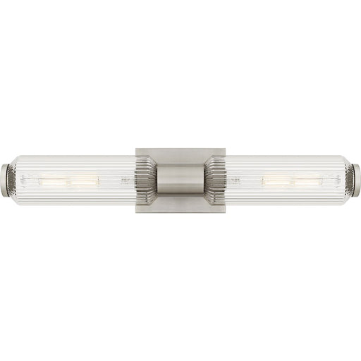 Quoizel Hawes 2Light Bath Light, Brushed Nickel/Clear Ribbed Glass - HWS8524BN