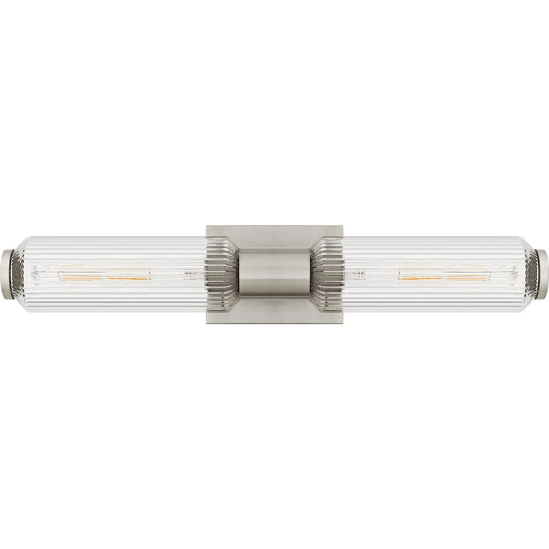 Quoizel Hawes 2Light Bath Light, Brushed Nickel/Clear Ribbed Glass