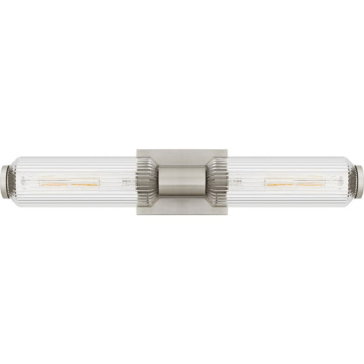 Quoizel Hawes 2Light Bath Light, Brushed Nickel/Clear Ribbed Glass