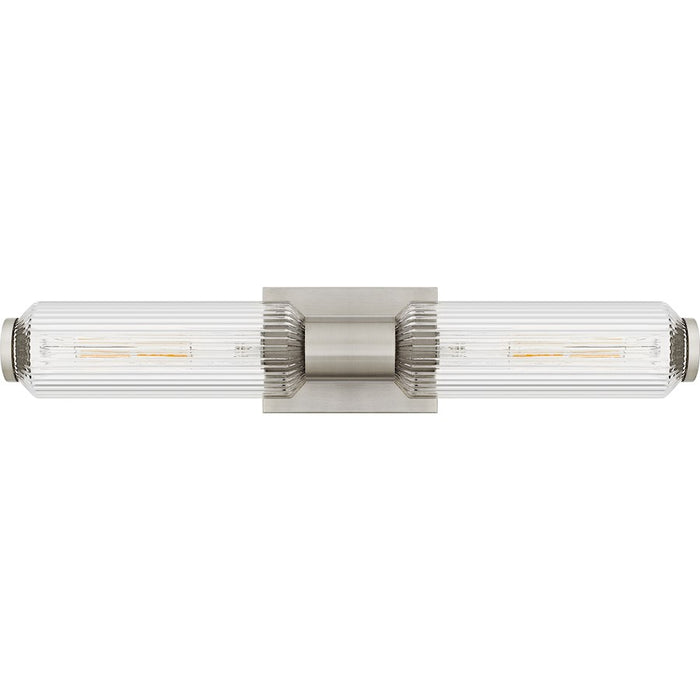 Quoizel Hawes 2Light Bath Light, Brushed Nickel/Clear Ribbed Glass