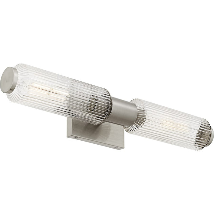 Quoizel Hawes 2Light Bath Light, Brushed Nickel/Clear Ribbed Glass