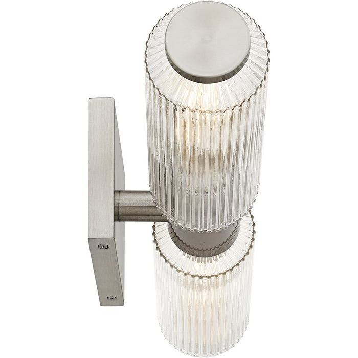 Quoizel Hawes 2Light Bath Light, Brushed Nickel/Clear Ribbed Glass