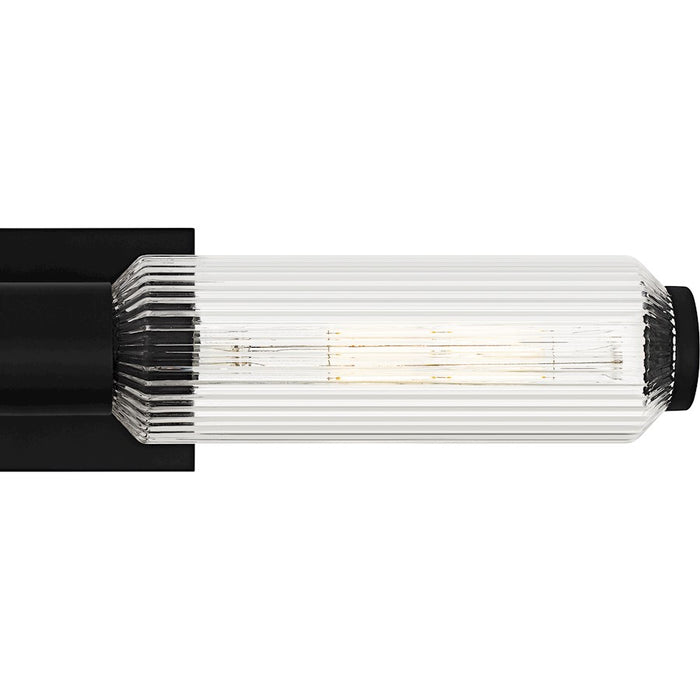 Quoizel Hawes 2Light Bath Light, Matte Black/Clear Ribbed Glass