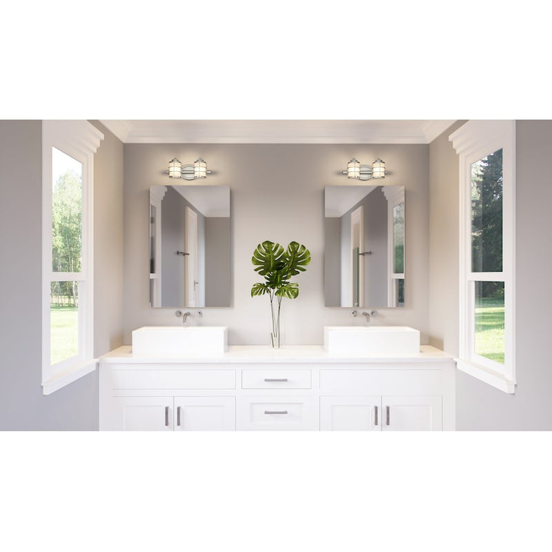 Quoizel Hazlett 2 Light Bath Light, Brushed Nickel/Opal Etched